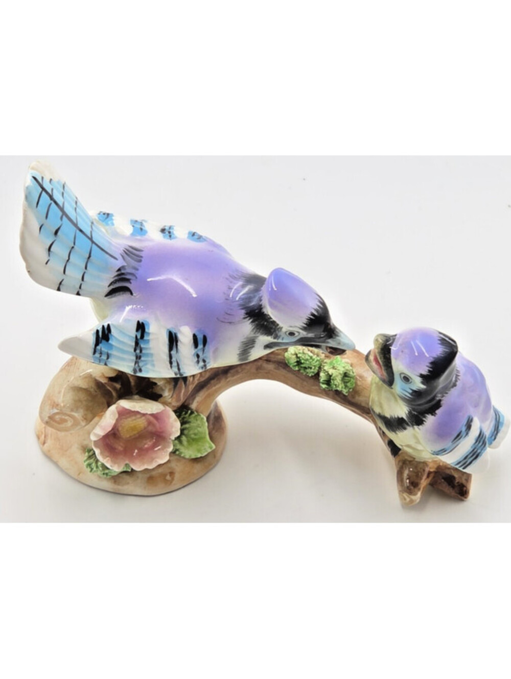 Vintage Norcrest A-18 Blue Jay Pair Bird Figurine Japan MCM Porcelain 1960s